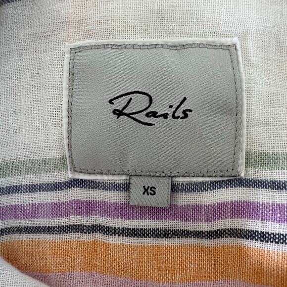 Rails Charli Shirt Merida Stripe Linen Blend Button Shirt Size XS. MSRP $178 - Picture 4 of 7